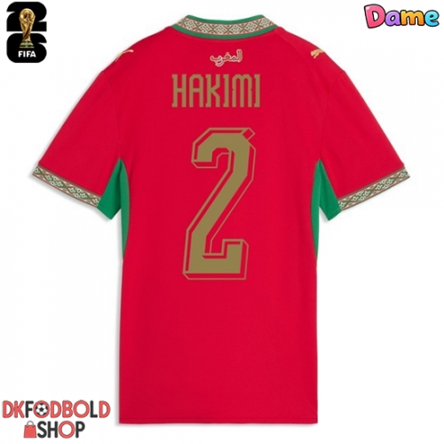 Marokko Achraf Hakimi #2 Hjemmebanetrøje Dame VM 2026 Kort ærmer